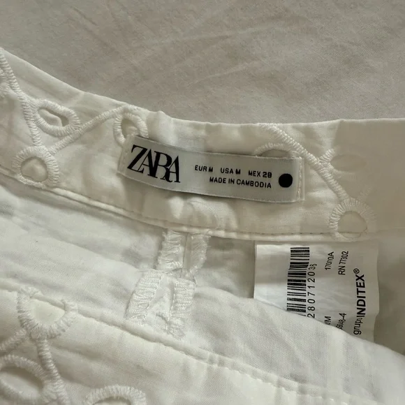 Zara Cream Eyelet High Waist Shorts - Picture 6 of 6